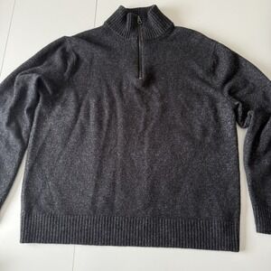 Vintage J Crew Merino Wool Blend Dark Gray 1/4 Zip Sweater Size XL See Desc